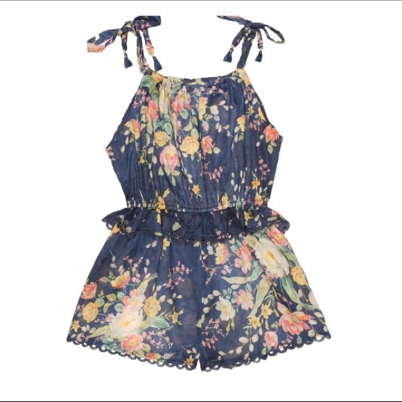 ZIMMERMANN GIRLS Blue Zinnia Floral Playsuit - Picture 2 of 4